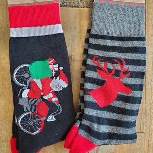 2 PAIRS / LeGale socks / Holiday Christmas pattern / Men's size 8-12 / BNWT